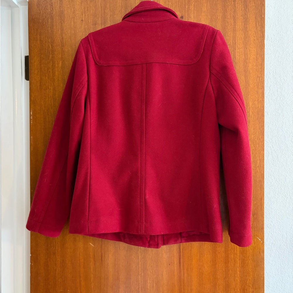 GAP Women's Deep Red Toggle Pea Coat with Black Accents - Picture 4 of 6